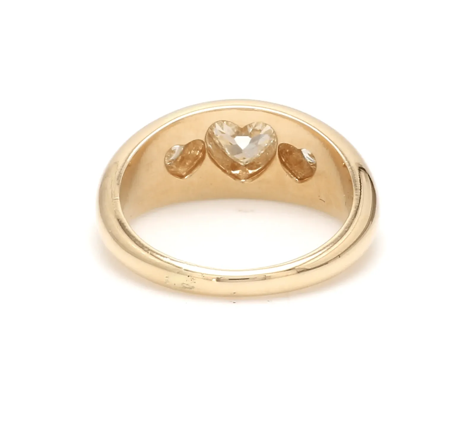 14K & 18K Gold Heart Diamond Dome Ring