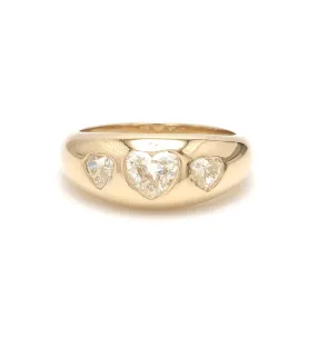 14K & 18K Gold Heart Diamond Dome Ring