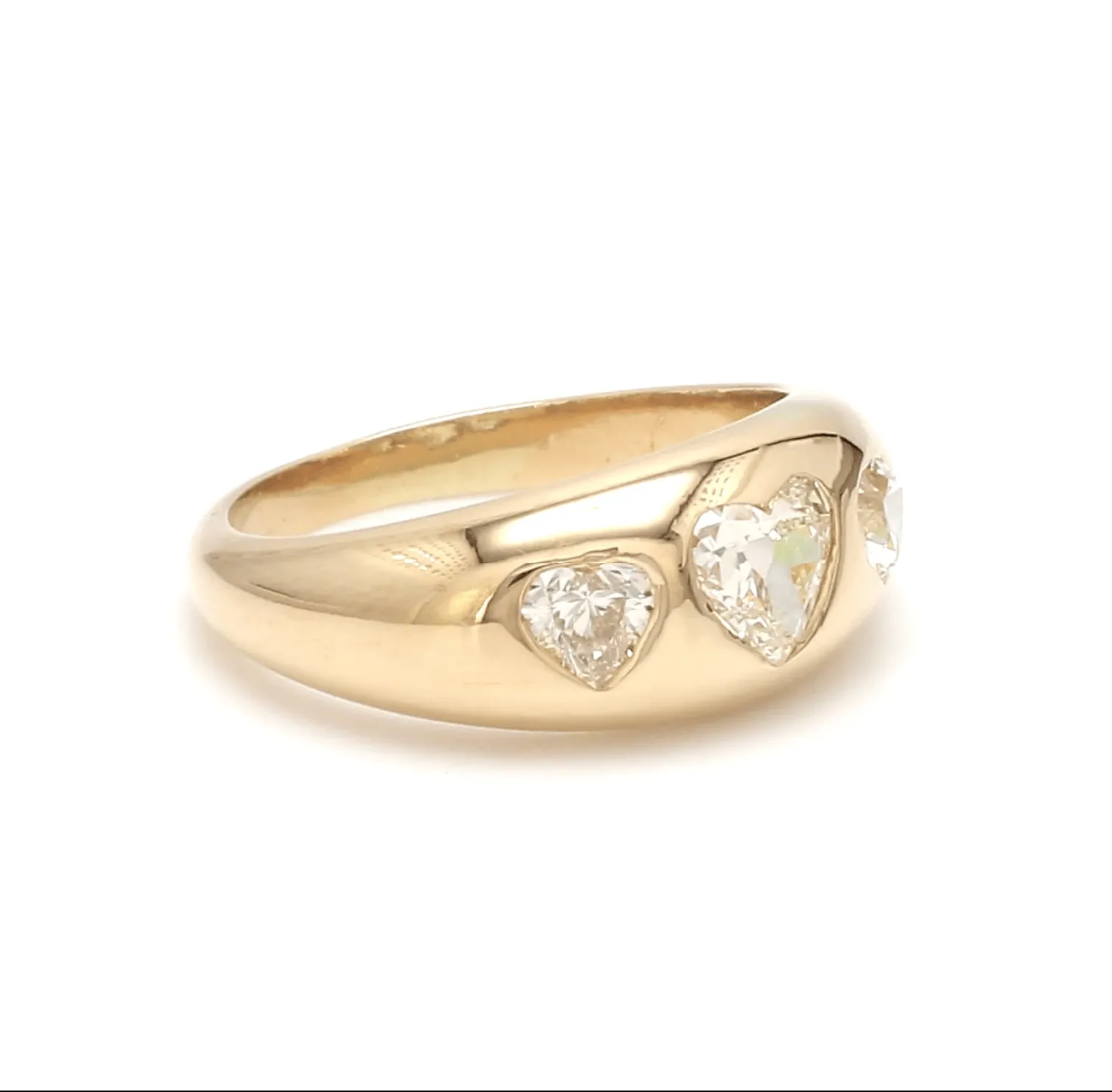 14K & 18K Gold Heart Diamond Dome Ring