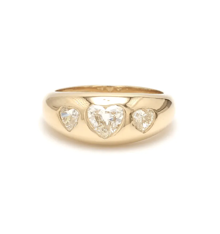 14K & 18K Gold Heart Diamond Dome Ring