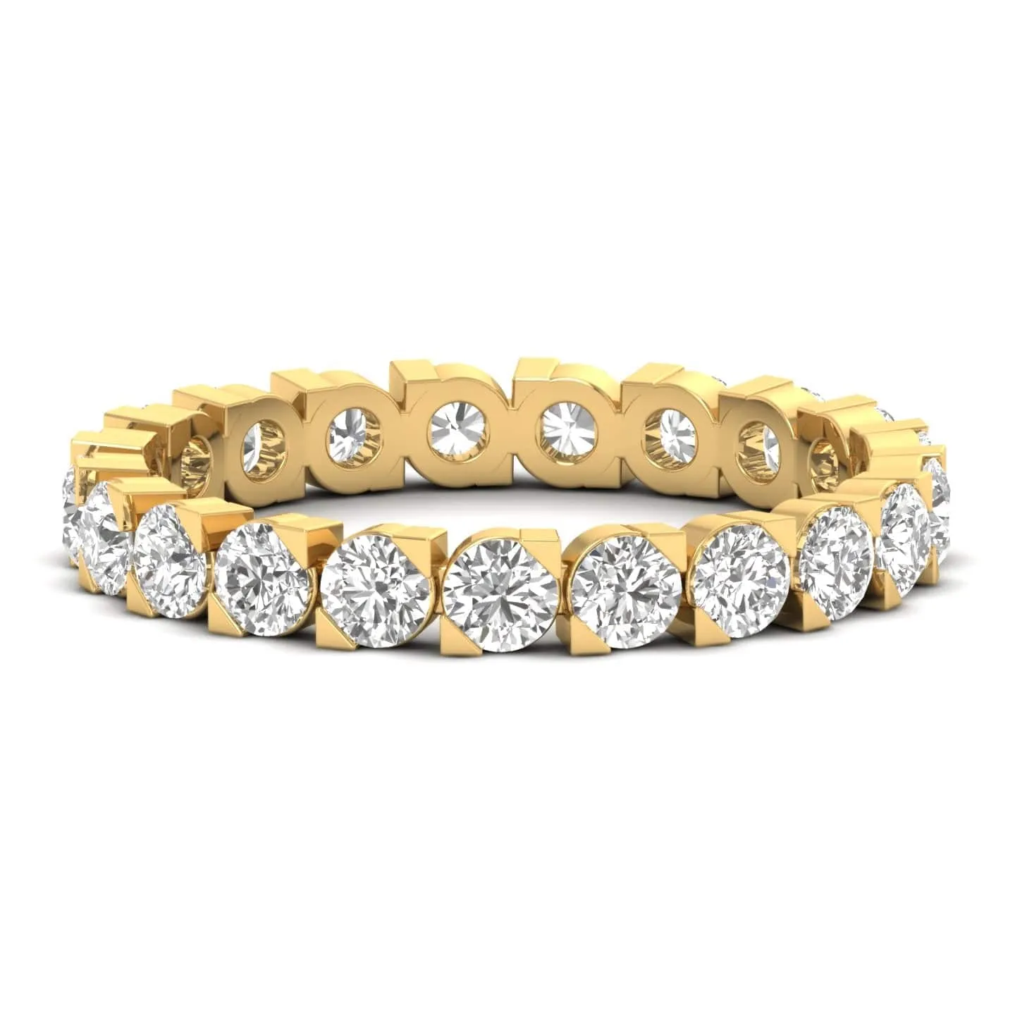 14K & 18K Gold Round Diamond Eternity Ring, Eye Setting, Lab Grown