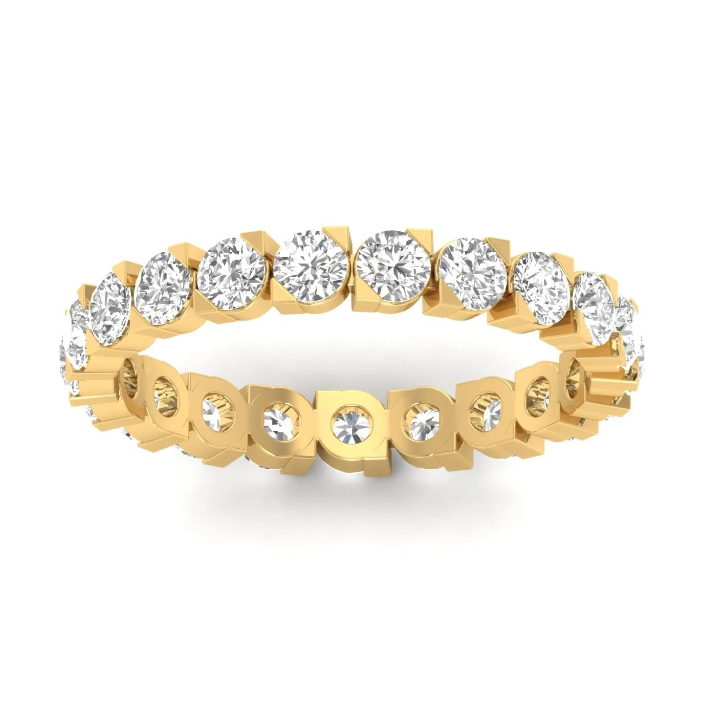 14K & 18K Gold Round Diamond Eternity Ring, Eye Setting, Lab Grown