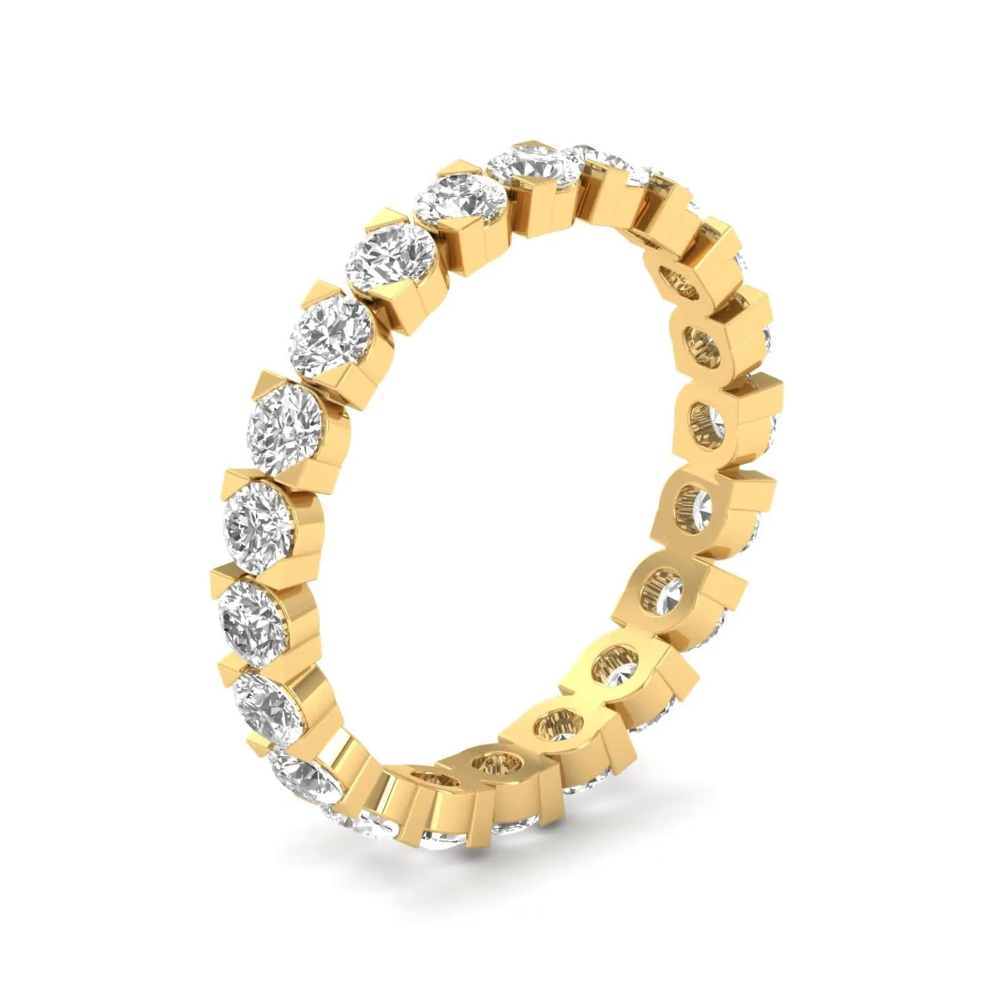 14K & 18K Gold Round Diamond Eternity Ring, Eye Setting, Lab Grown