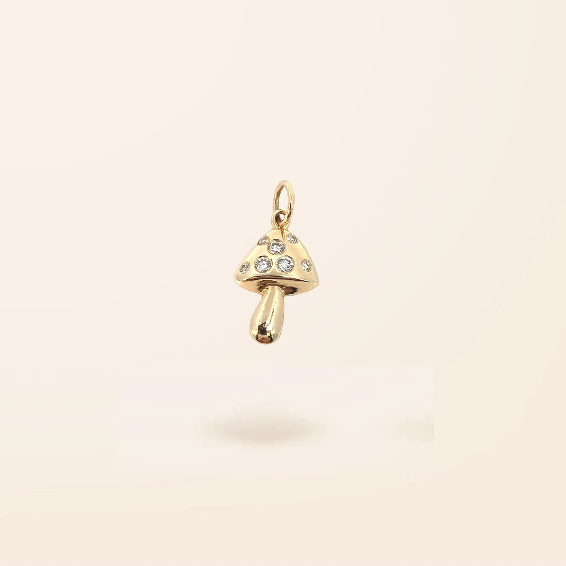 14K Gold Diamond Mushroom Charm