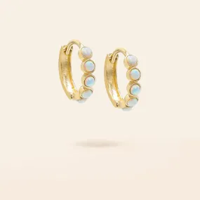 14K Gold Opal Bezel Huggie Earrings