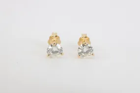 14k Yellow Gold 0.92tcw Moissanite Stud Earrings (0.68g.)