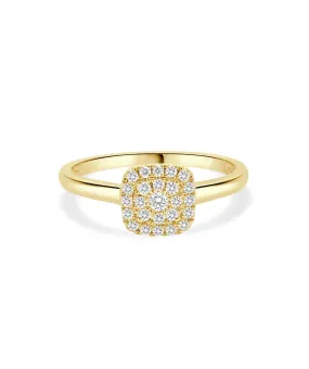 14K Yellow Gold Diamond Cluster Ring