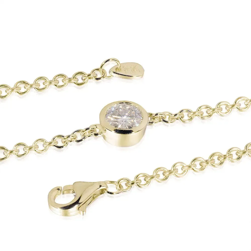 14k Yellow Moissanite Bracelet With Three 0.25ct Stones 0.75ctw