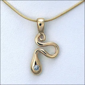 14kt Yellow Gold Diamond Snake Pendant