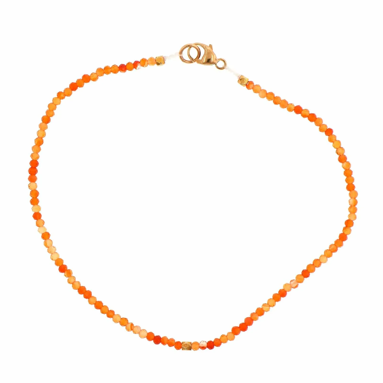 18K Yellow Gold Carnelian Beaded Bracelet