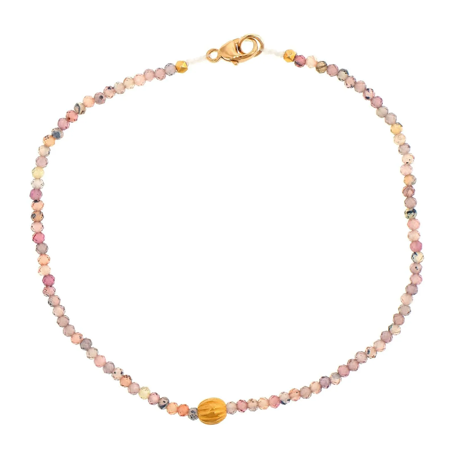 18K Yellow Gold Sapphire Beaded Bracelet