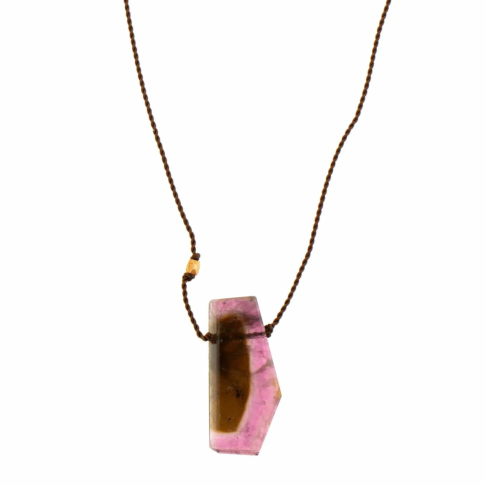 18K Yellow Gold Watermelon Tourmaline Strand Necklace