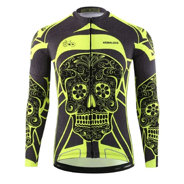 2019 Autumn Pro Long Sleeve Cycling Jersey Skull Retro MTB Men Cycling Shirt Team Mountain Ropa De Ciclismo Long Bike Jersery