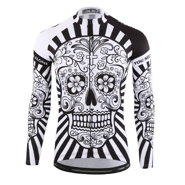 2019 Autumn Pro Long Sleeve Cycling Jersey Skull Retro MTB Men Cycling Shirt Team Mountain Ropa De Ciclismo Long Bike Jersery