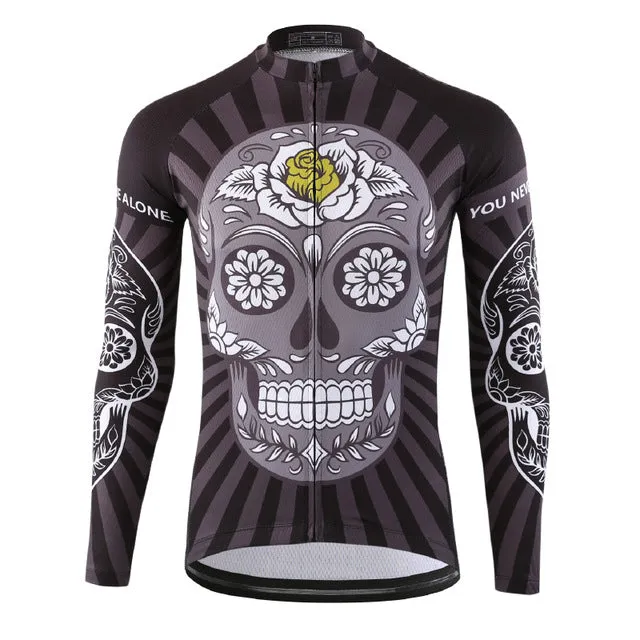 2019 Autumn Pro Long Sleeve Cycling Jersey Skull Retro MTB Men Cycling Shirt Team Mountain Ropa De Ciclismo Long Bike Jersery