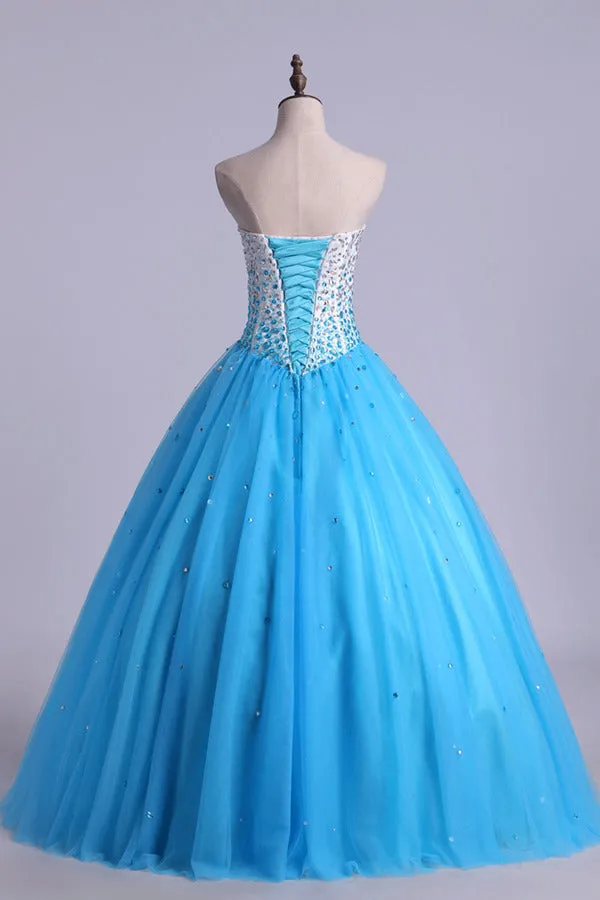 2024 Bicolor Quinceanera Dresses Sweetheart Ball Gown Floor-Length With Beads Tulle Lace PK7YFHXX