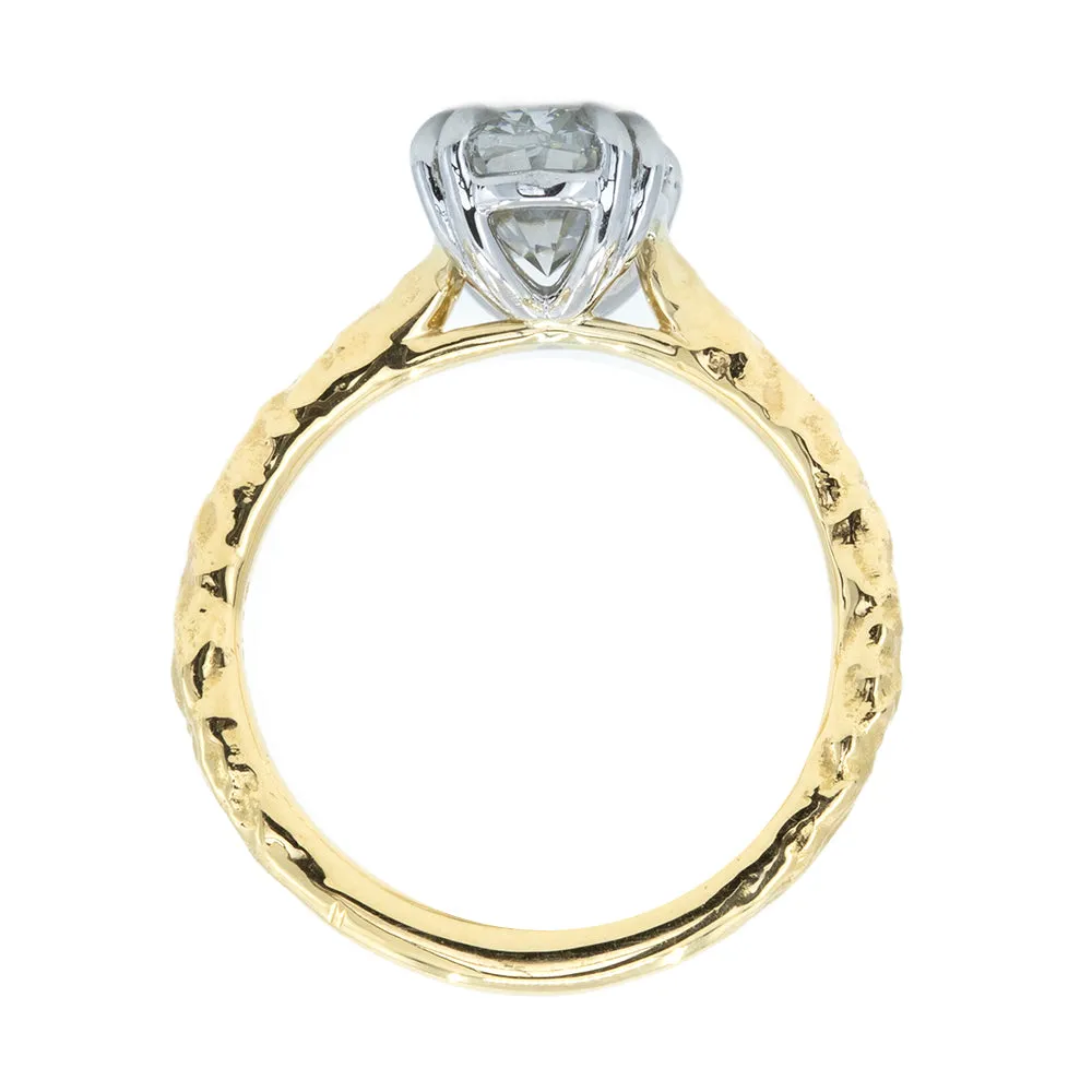 2.03ct Grey Oval Diamond Cathedral Double Prong Evergreen Solitaire in 18k Yellow and Platinum