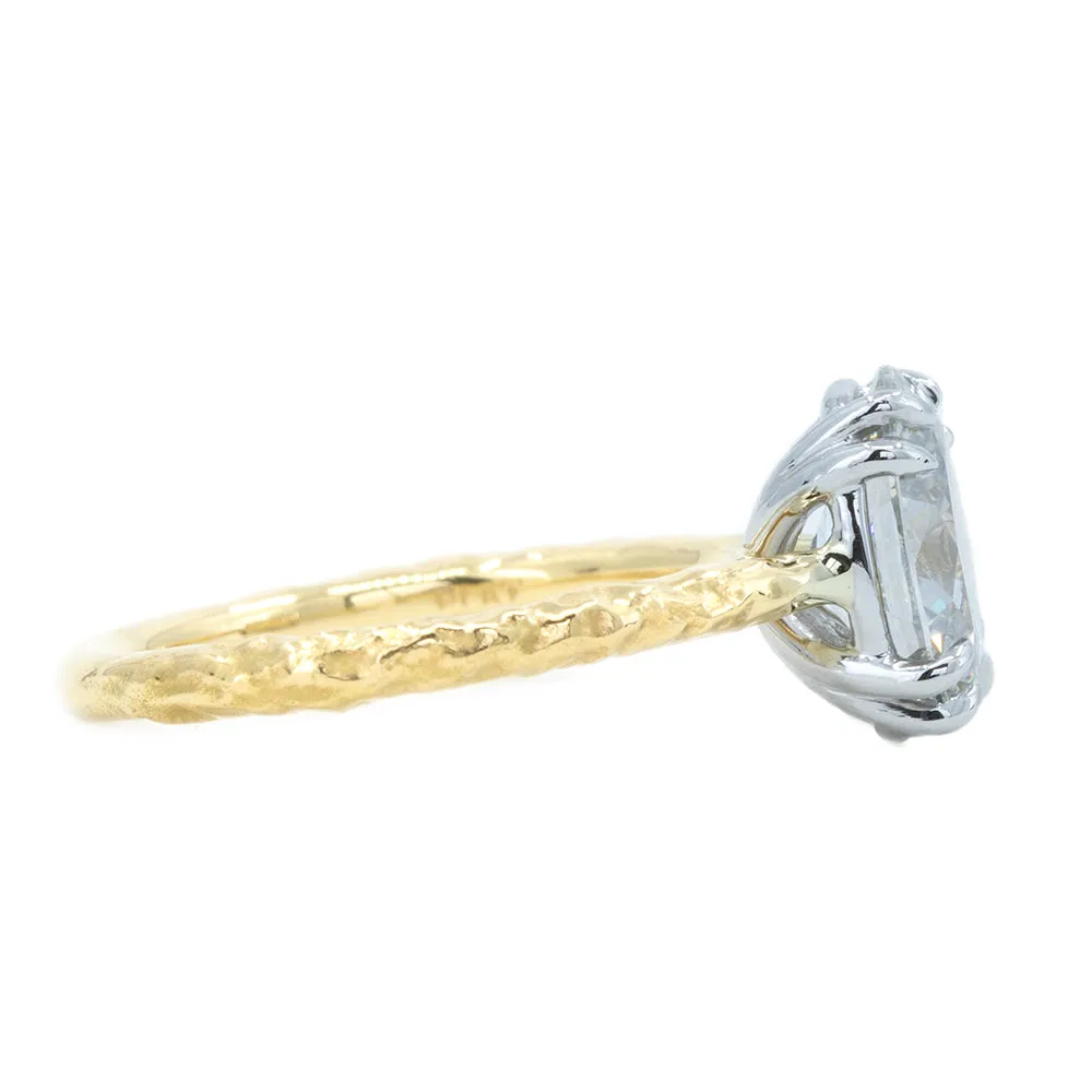 2.03ct Grey Oval Diamond Cathedral Double Prong Evergreen Solitaire in 18k Yellow and Platinum