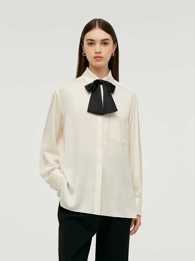 22 Momme Mulberry Silk Women Blouse With Necktie