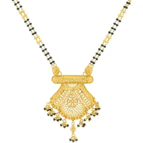 22K Gold Elegant Mangalsutra Black Beads Chain, Length 30inches