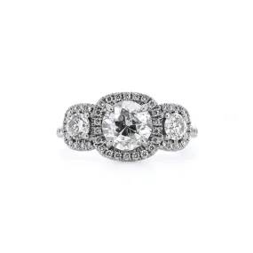 2.39ctw Three-Stone Diamond Engagement Ring - White Gold