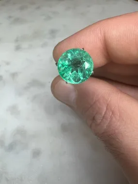 3.90 CARAT ROUND CUT NATURAL GREEN EMERALD LOOSE GEMSTONE. 3.90 CT GREEN COLUMBIA BY MIKE NEKTA NYC