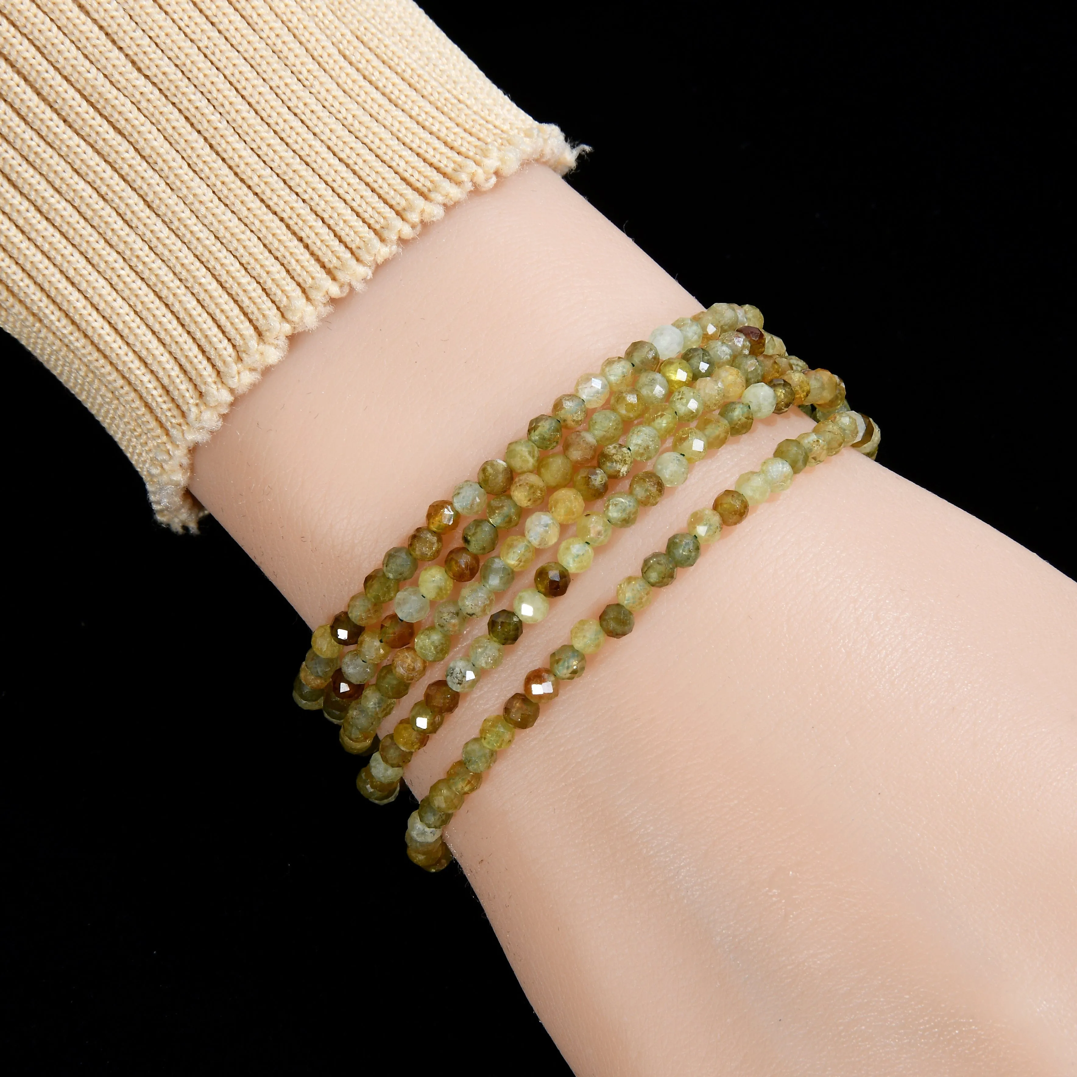 3mm Green Garnet Faceted 31 Necklace / Multi Wrap Bracelet