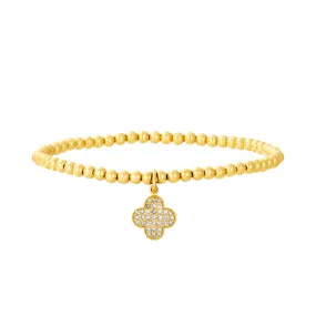 3MM Signature Bracelet with 14K Diamond Clover Charm