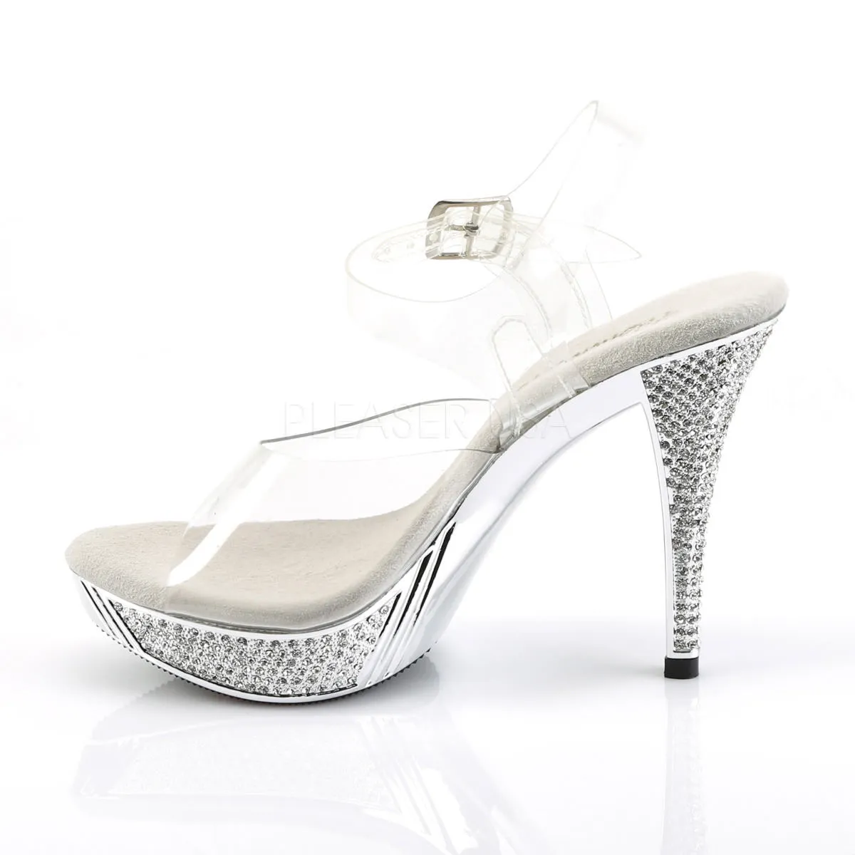 4 Inch Heel ELEGANT-408 Clear-Silver