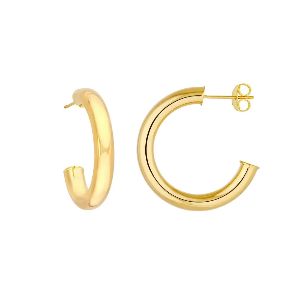 4mm Tube Hoop Earrings - Yellow Gold