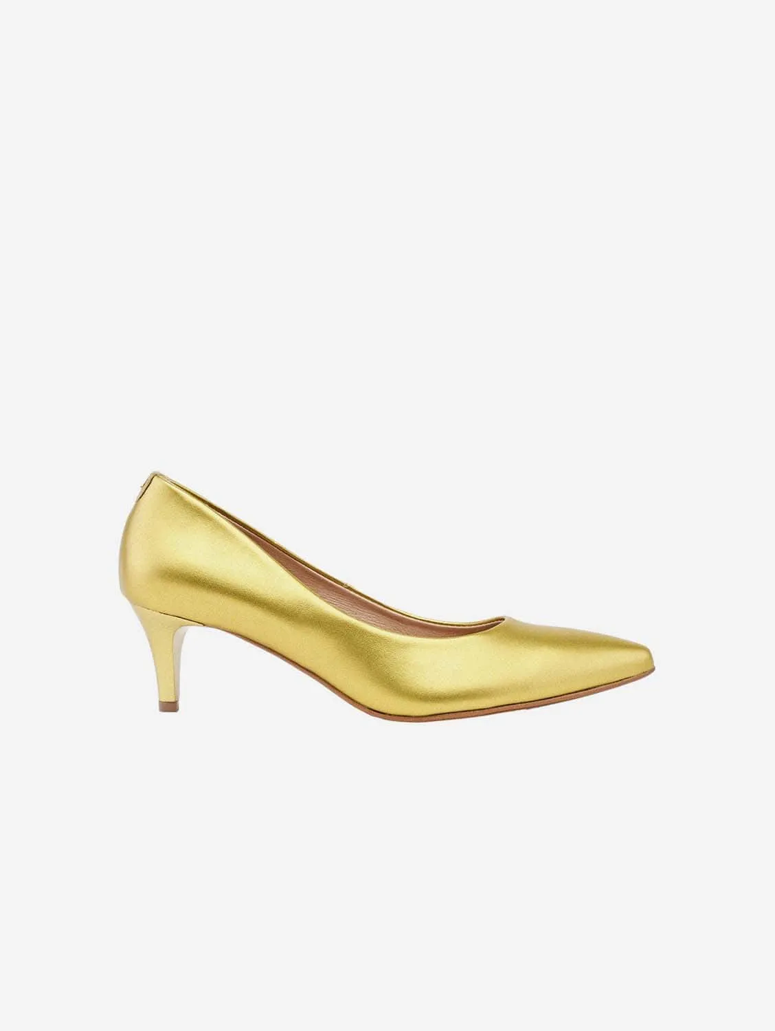 55mm Vegan Apple Leather Heels | Golden Glamour