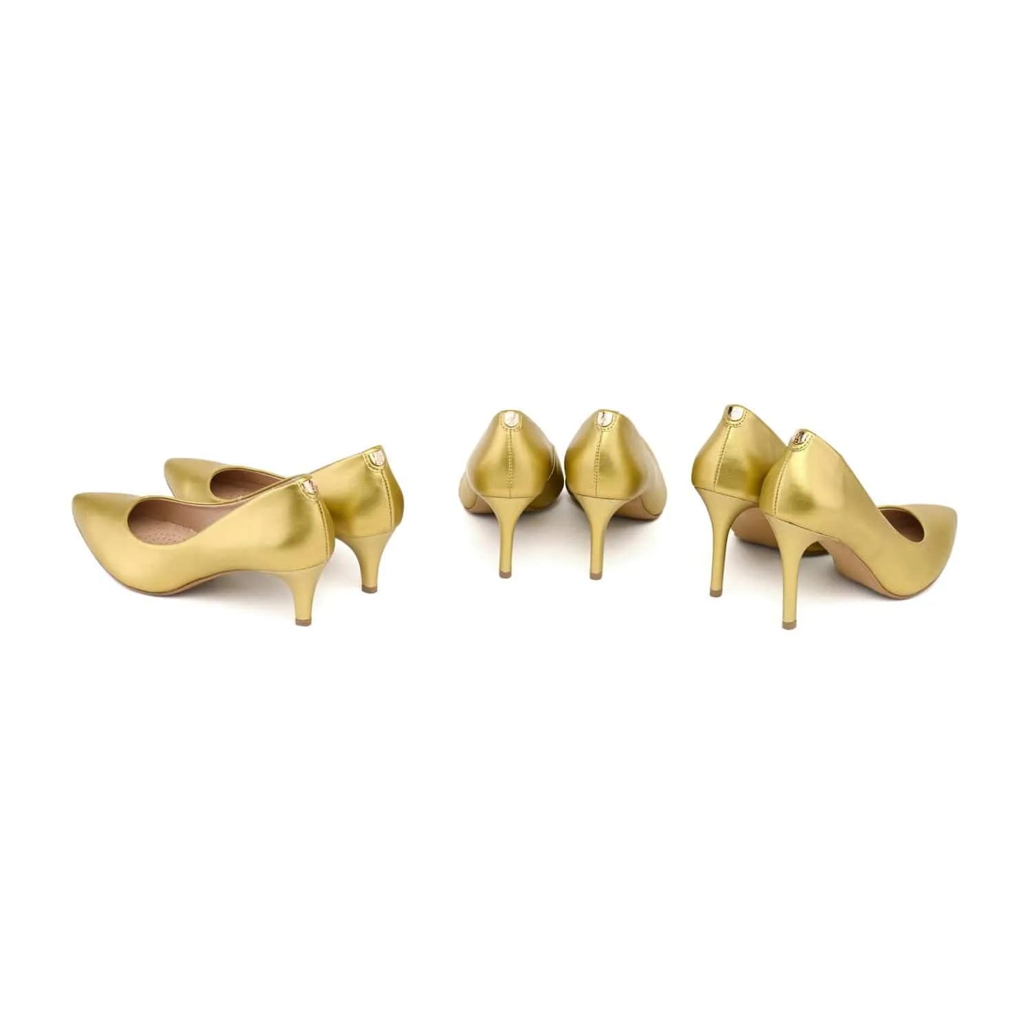 55mm Vegan Apple Leather Heels | Golden Glamour