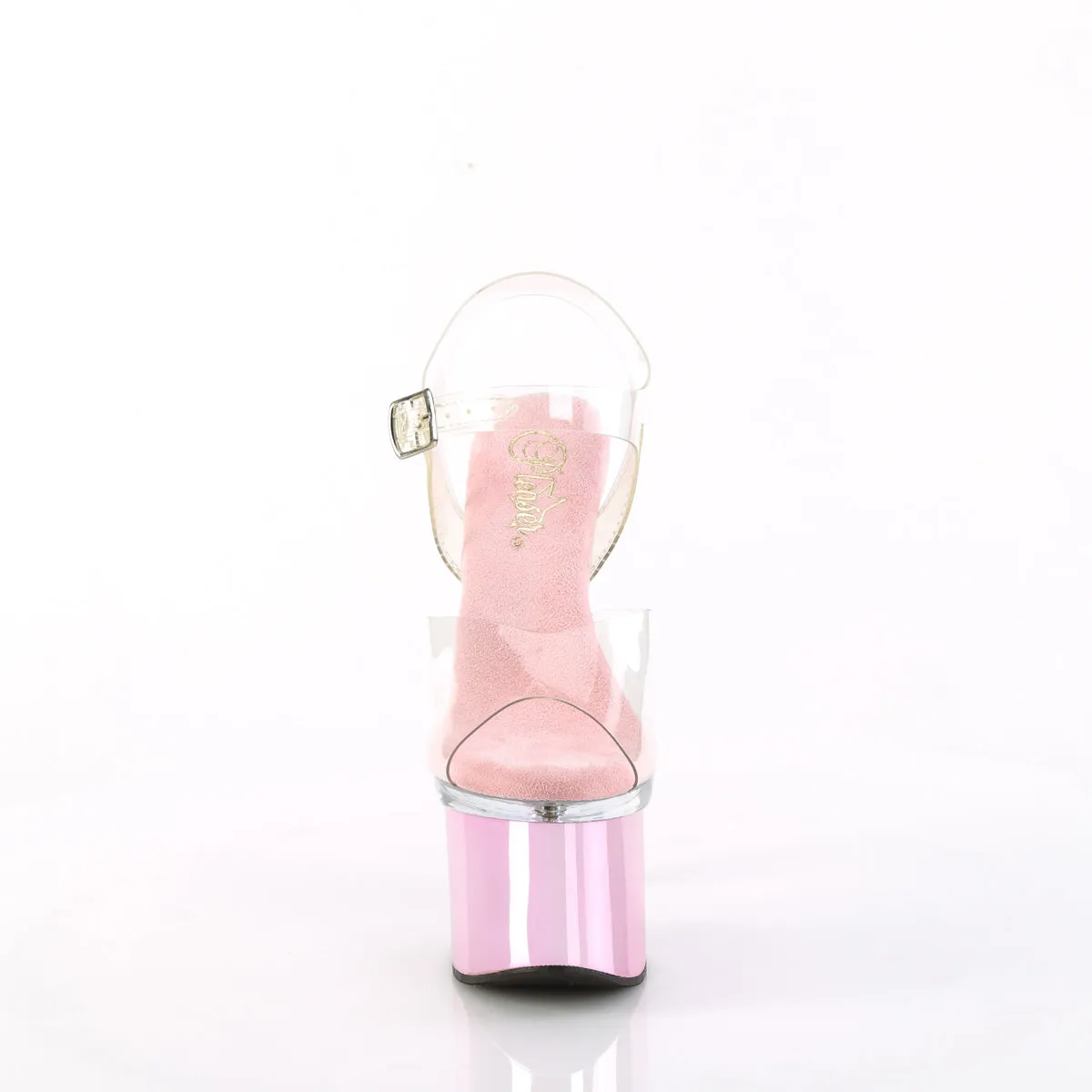 7 Inch Heel ESTEEM-708 Clear Baby Pink Chrome