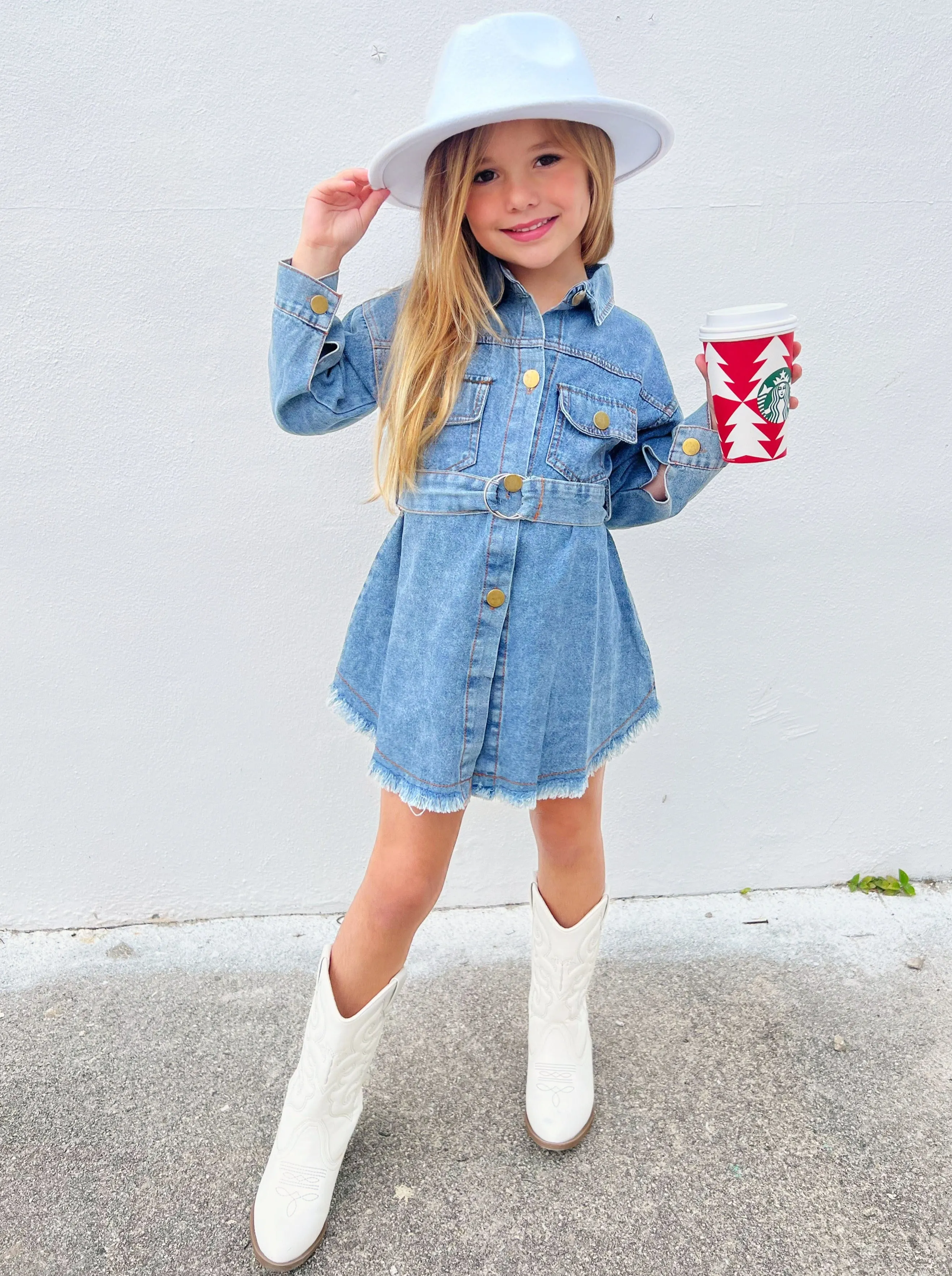 A Day In The Sun Belted Denim Dress