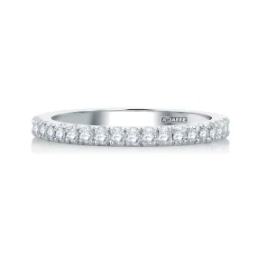 A. JAFFE Classic Half Diamond Pave Wedding Band with Quilted Interior