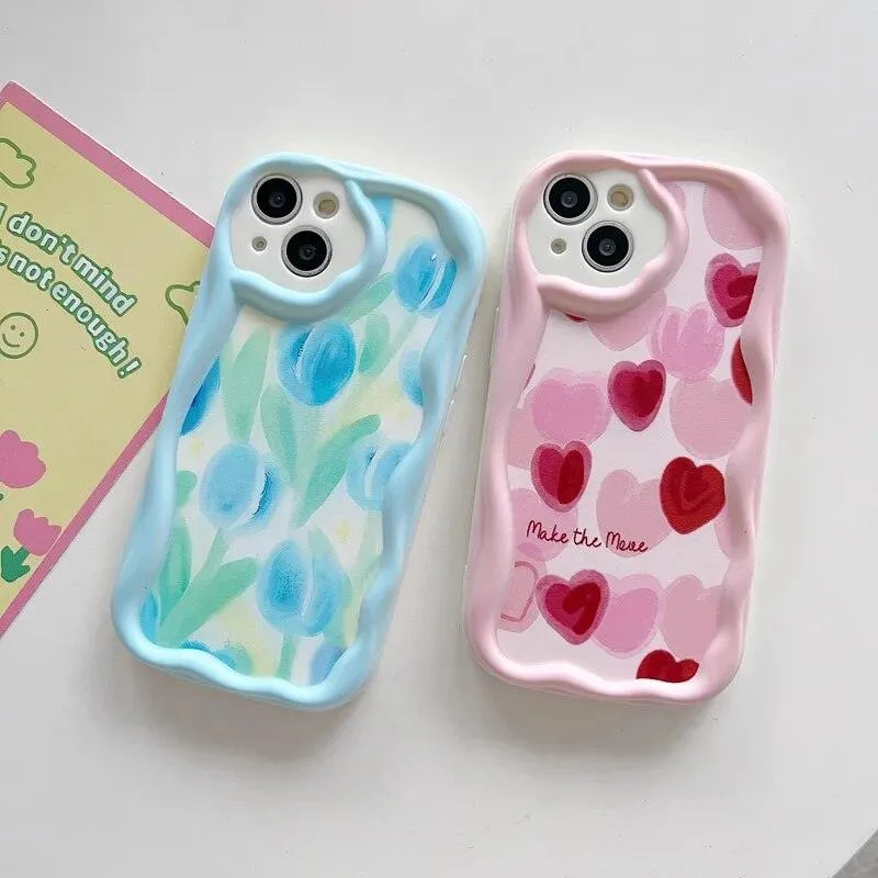 Abstract Floral Heart Cute Phone Case for iPhone 11, 12, 13, 14, 14 Plus, 7, 8, 8 Plus, X, XR, XS, XS Max