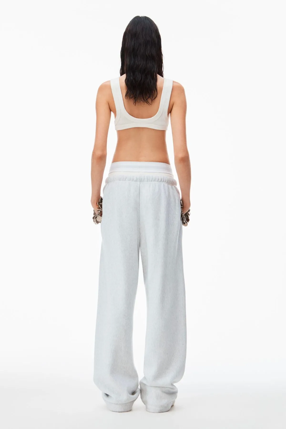 alexanderwang.t Brief Logo Wide Leg Sweatpant - Light Heather Grey