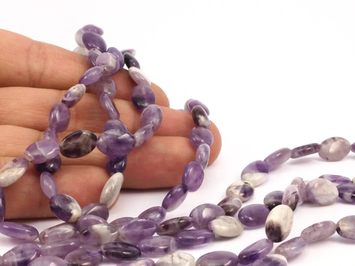 Amethyst 10x8mm Oval Gemstone Beads Full Strand 15.5 Inches G213 T035