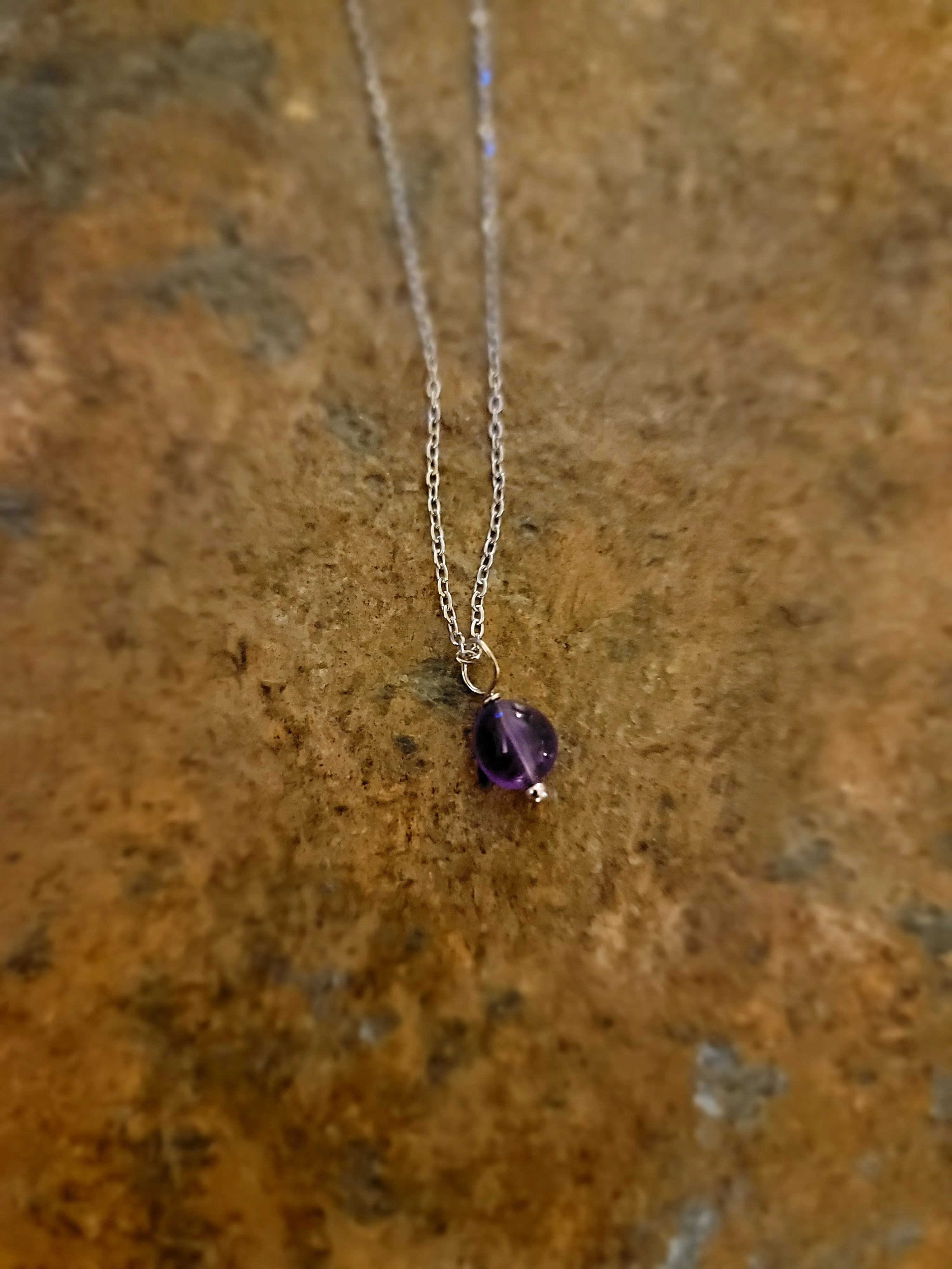 Amethyst February Birthstone Necklace on Chain