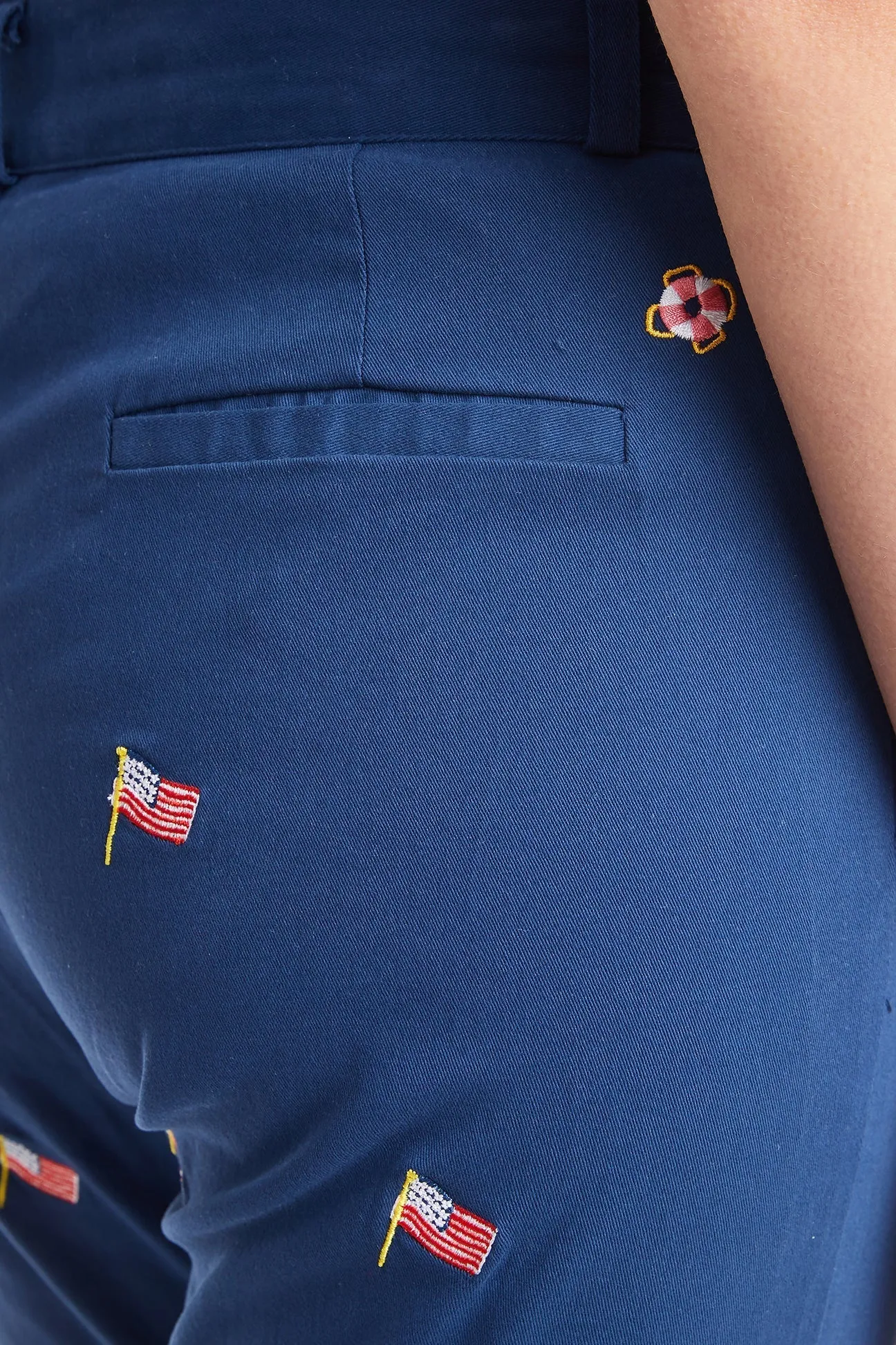 Ankle Capri Stretch Twill Nantucket Navy with USA Flag