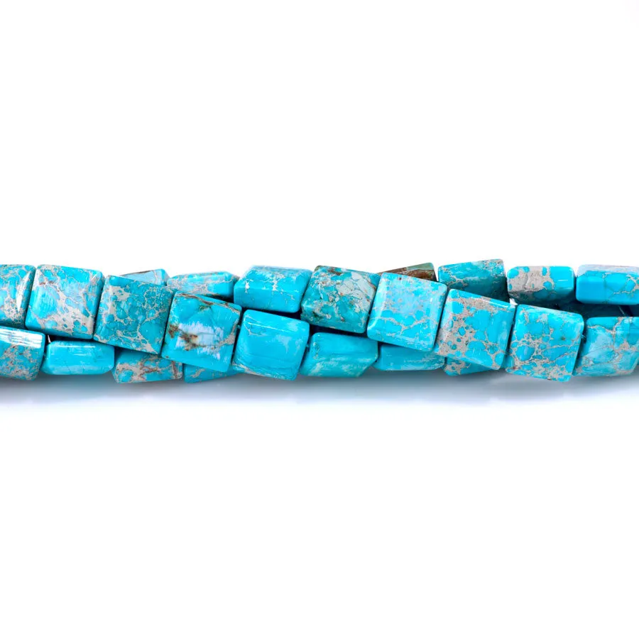 Aqua (Dyed) Impression Jasper 12mm Double Drill - 8-Inch