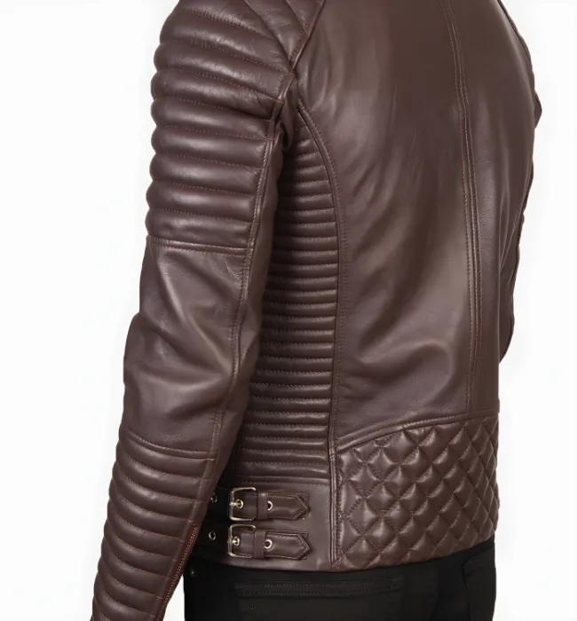 Armand Maroon Leather Biker Jacket