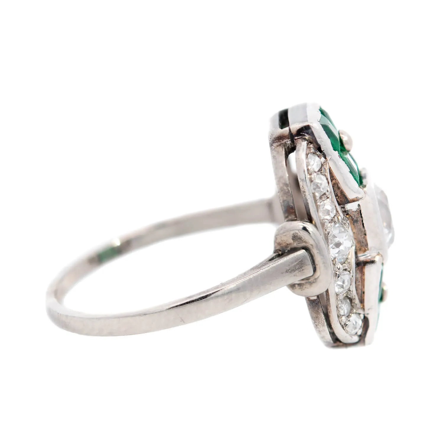 Art Deco 18k Emerald & Diamond Engagement Ring