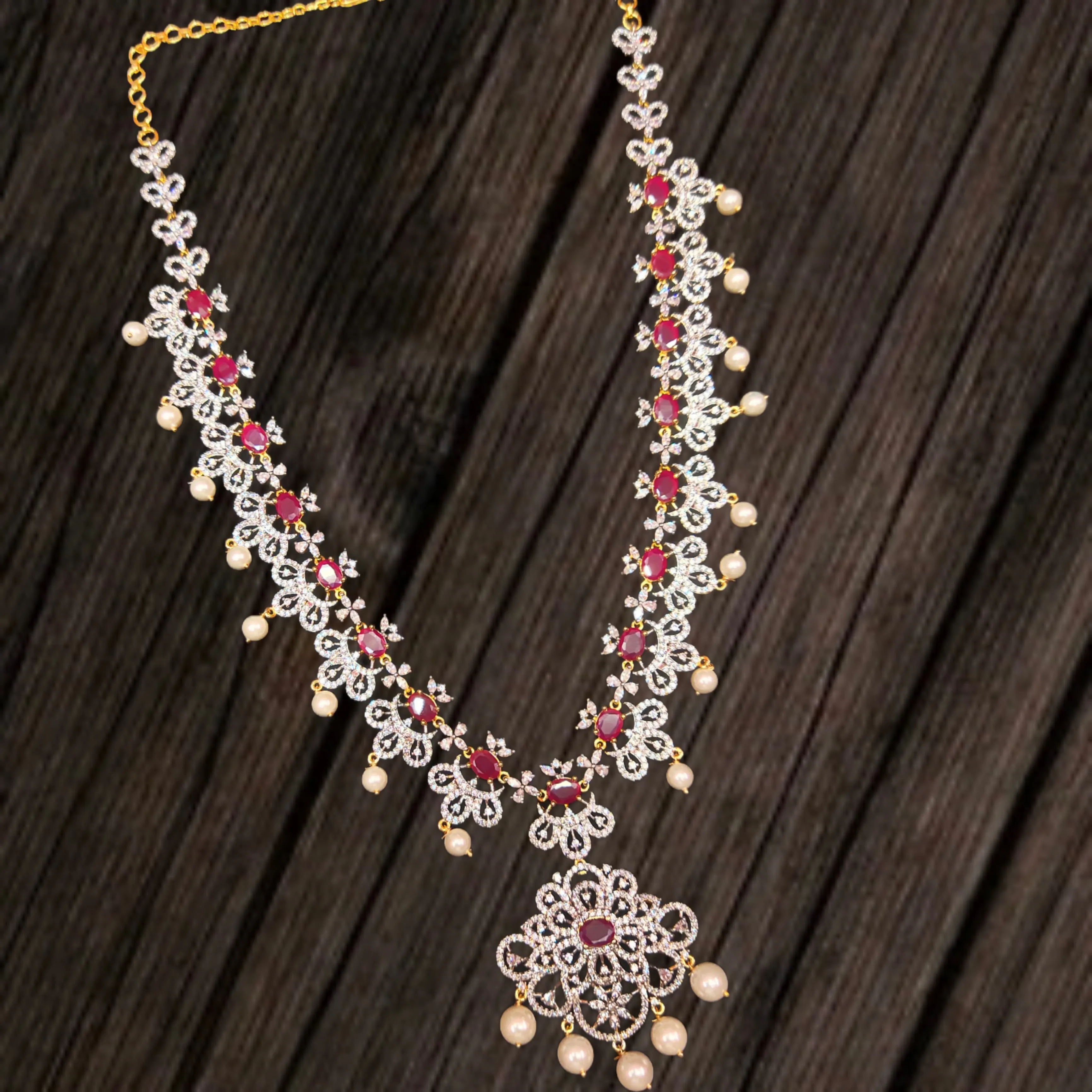 Asp Fashion Jewellery's Shimmering Diamonds and Ravishing Ruby Long Haram