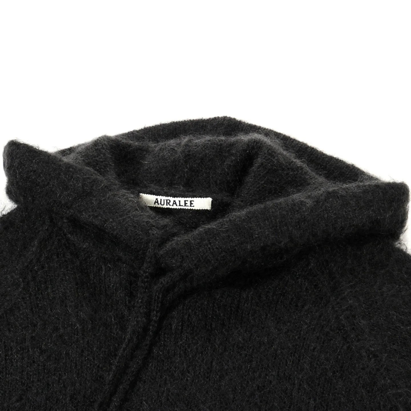 AURALEE BRUSHED SUPER KID MOHAIR KNIT P/O PARKA INK BLACK