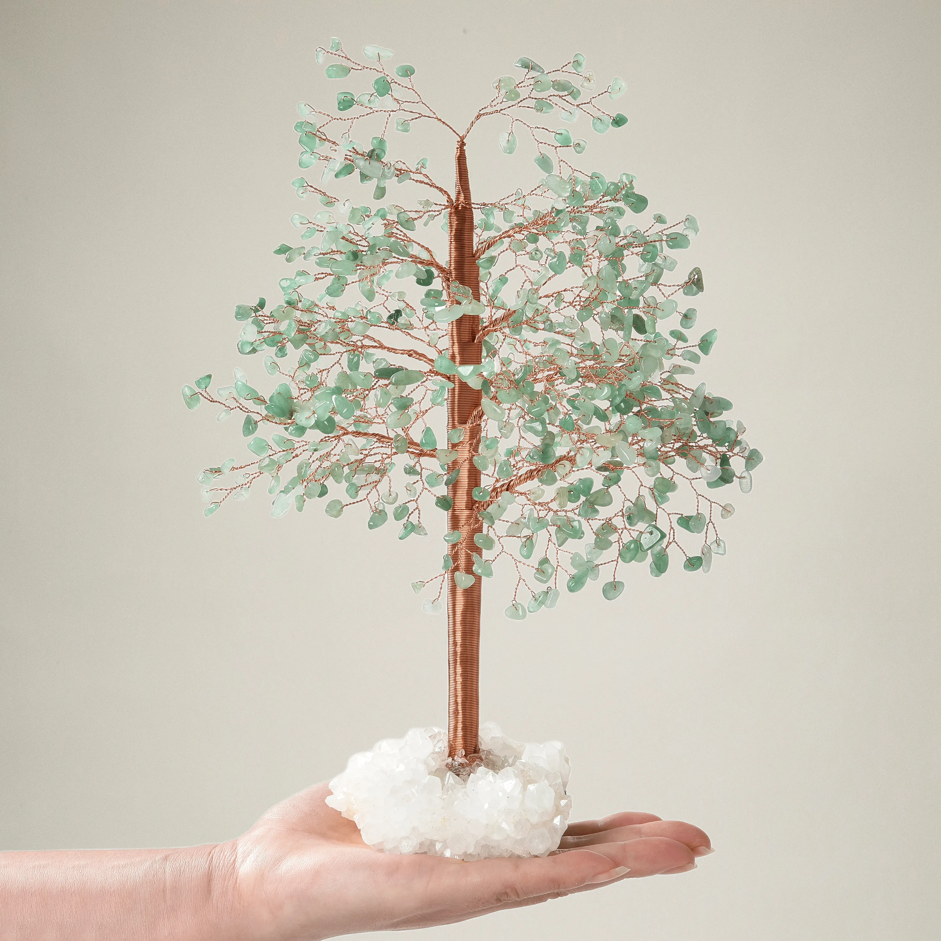 Aventurine Tree of Life on Quartz Cluster Base