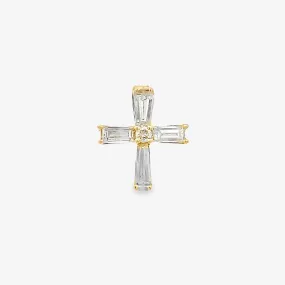 Baguette & Round Yellow Diamond Cross Pendant