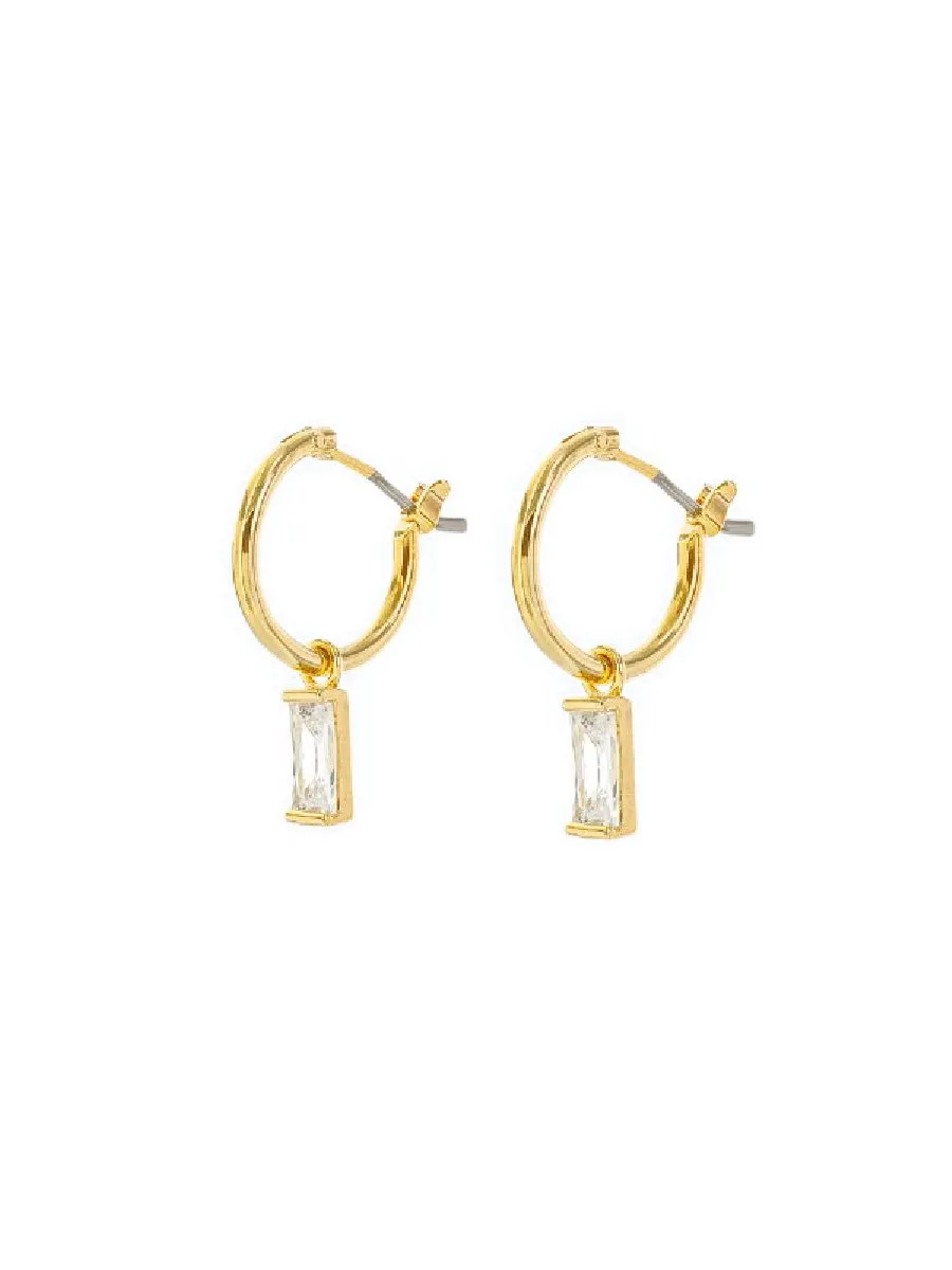 Baguette CZ Charm Hoops