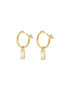 Baguette CZ Charm Hoops