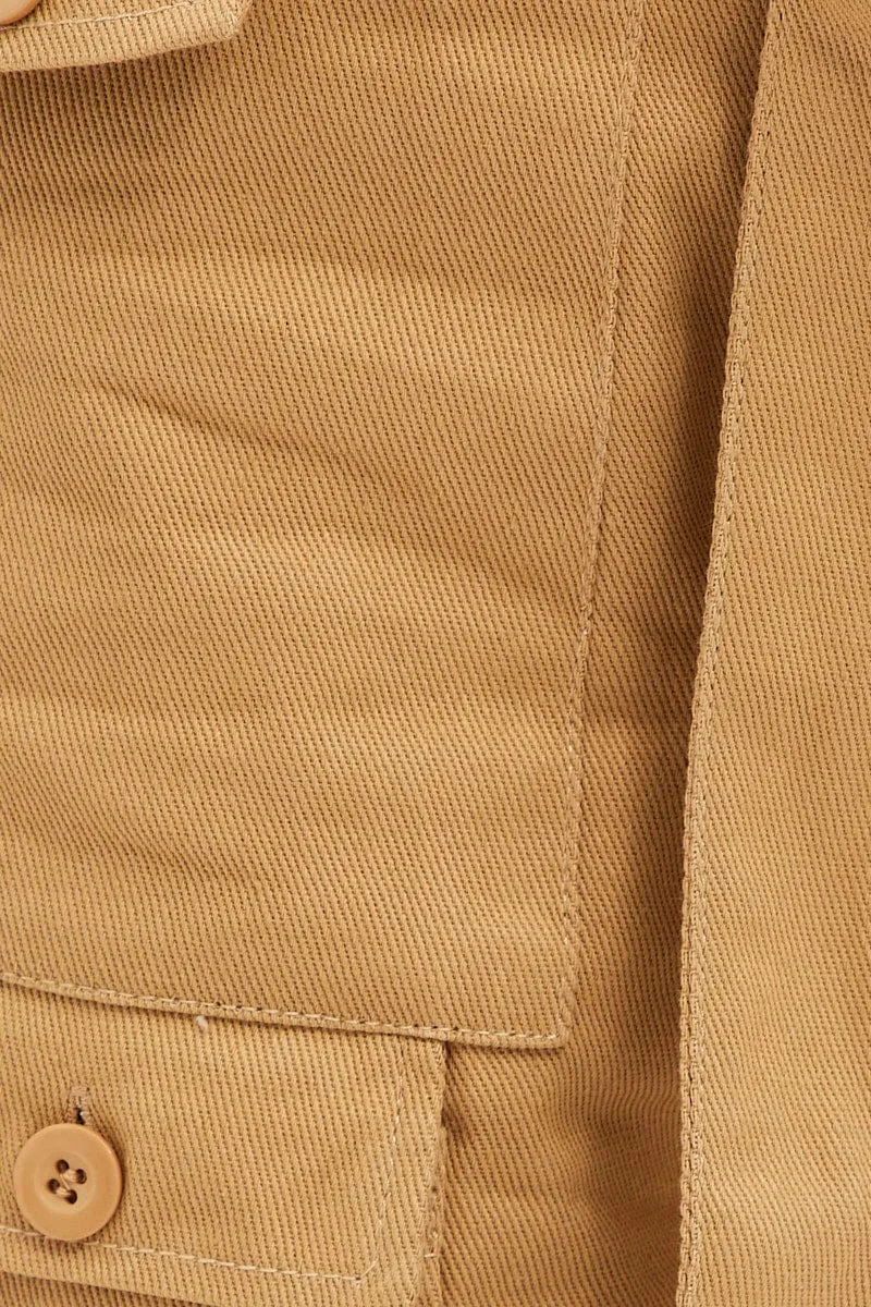 Beige Cargo Pants Relaxed Wide Leg